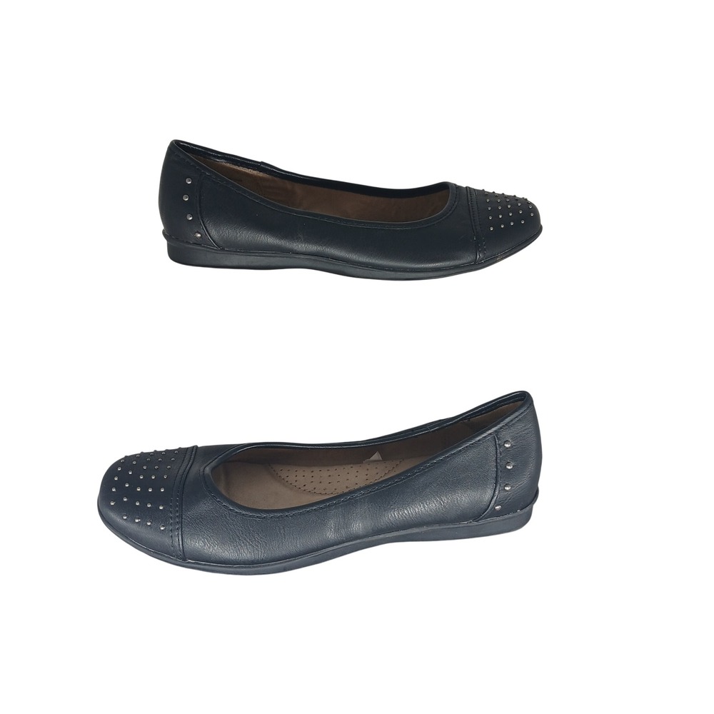 Merona Womens Navy Blue Studded Cap Toe Ballet Flats Shoes 7.5 F16909110